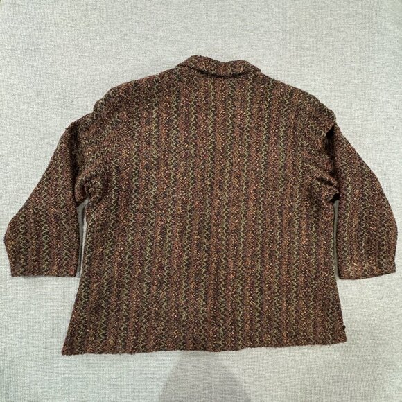 Liz Baker Woman Bouclé Button Front Coat Size 22W Multicolor Chevron Lined - Picture 4 of 15